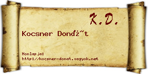 Kocsner Donát névjegykártya