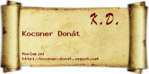 Kocsner Donát névjegykártya